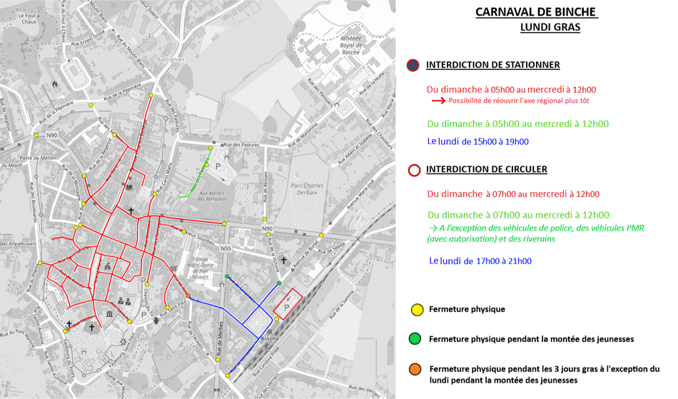 Parking et circulation lundi gras